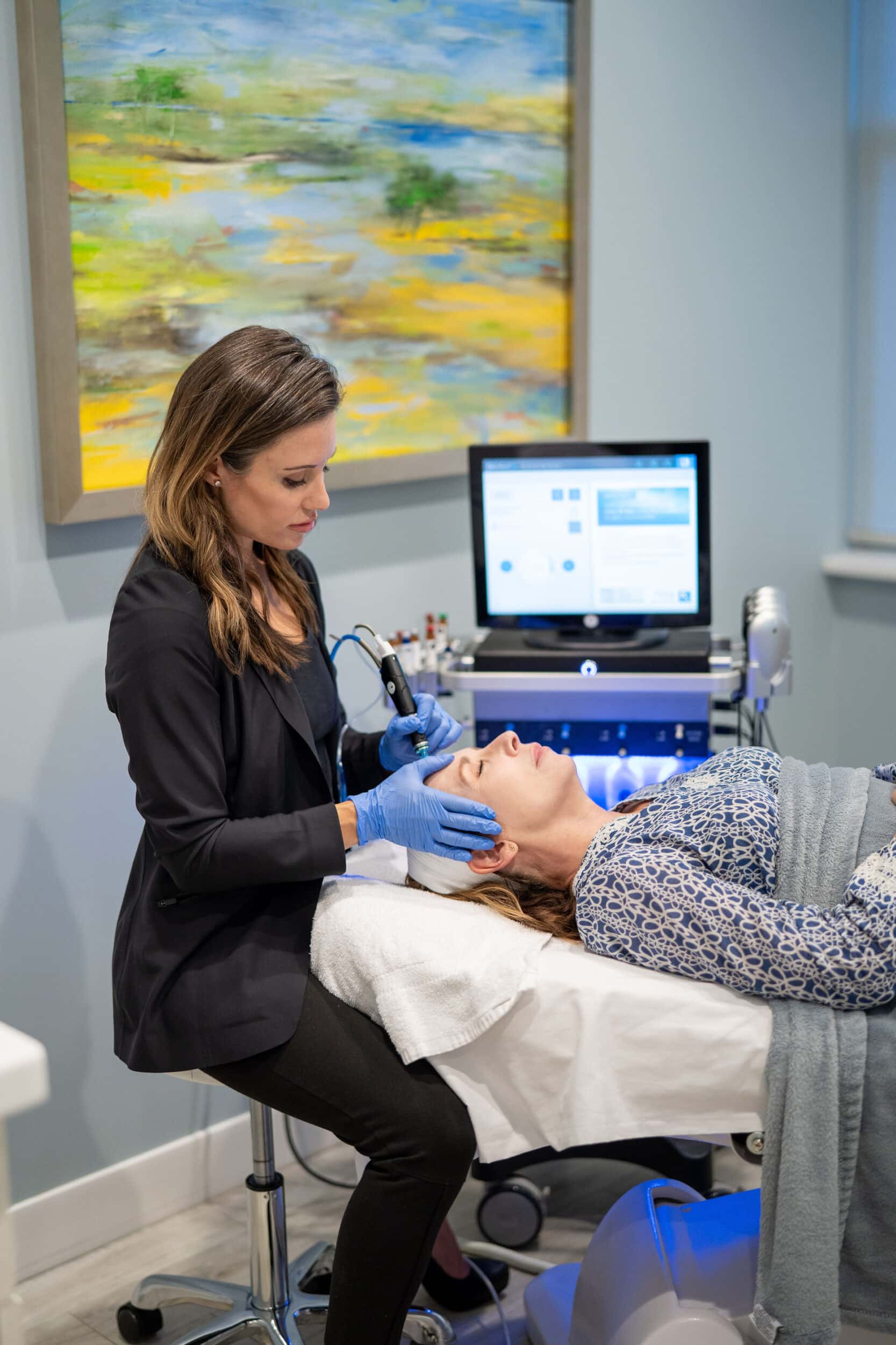 Amy O treating Amy M Hydrafacial Mount Pleasant SC