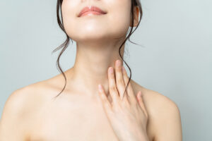 A cropped shot of a woman's neck after BOTOX® Cosmetic for platysma bands